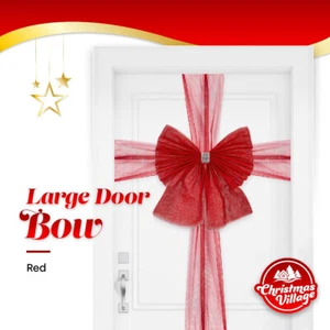 Extra Large Red Double Deluxe Door Bow Full Wrap Elegant Christmas - Picture 1 of 12