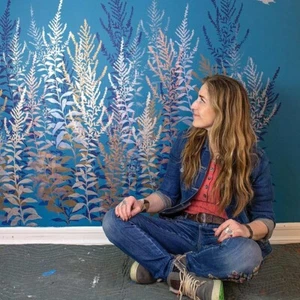 Sunny Goldenrod Wall Stencil Kit - Large Botanical Stencil Kit for Wall Painting - Picture 1 of 7