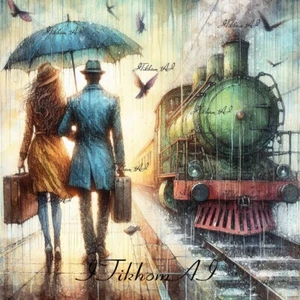 Digital Art Painting City Rain Train Watercolor Pic Decor Wallpaper Background - Picture 1 of 2