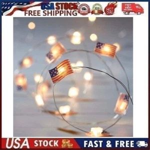 Lights4fun, Inc. 20 LED American Flag Battery Operated Indoor LED String Lights - Picture 1 of 10