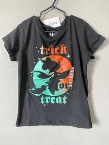 Disney Kids Girls Minnie Mouse Witch Trick or Treat Halloween T-Shirt Black Sz 6 - Picture 1 of 4