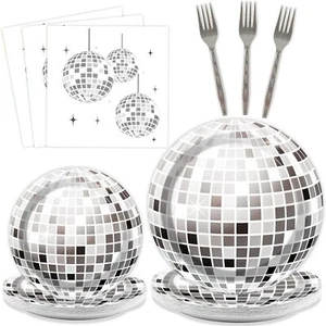 96 Pieces Disco Plates and Napkins Disco Ball Plates Disco Birthday Party Pap... - Picture 1 of 6
