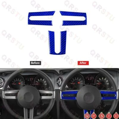 Blue Carbon Fiber Steering Wheel Accent Trim Sticker For Ford Mustang 2005-2009 Foto 1 de 4