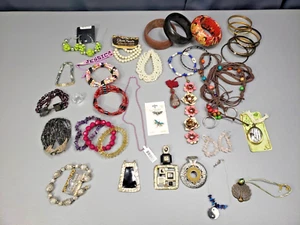 Retro Boho jewelry lot Jewellery fashion multicolor pieces wear and repair craft - Picture 1 of 21