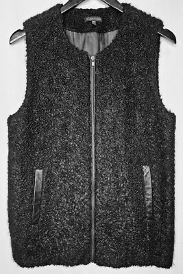 Жилет Eileen Fisher Suri из шерстяной смеси альпака на молнии кожаная отделка черный СРЕДНИЙ  - Изображение 1 из 4