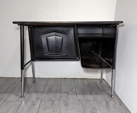 Vintage Retro Mid Century Modern Industrial Steel Metal School Writing Desk Cover