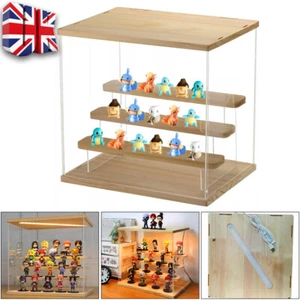 4 Tiers Clear Acrylic Display Case with Led Light For Collectibles Figures Wood - Picture 1 of 10
