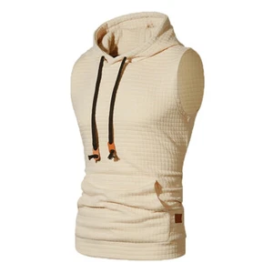 Men Workout Hooded Tank Top Bodybuilding Muscle T Shirt Sleeveless Gym Hoodies_ - Picture 1 of 21