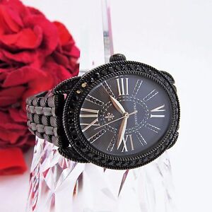 Judith Ripka Stainless Steel  Black Spinel Bracelet Watch