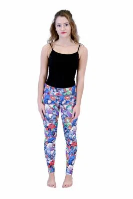Women's DC Comics Justice League Heroes and Villains Mob Scene Leggings - Image 1 of 3