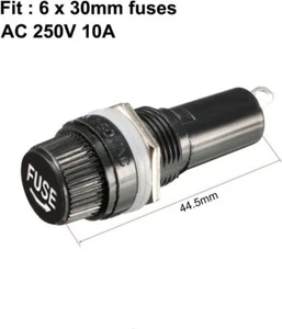 Panel Mounted Screw Glass 6x30mm Fuse Holder Car/Truck/Boat 12V-24VDC FF04 - Foto 1 di 3