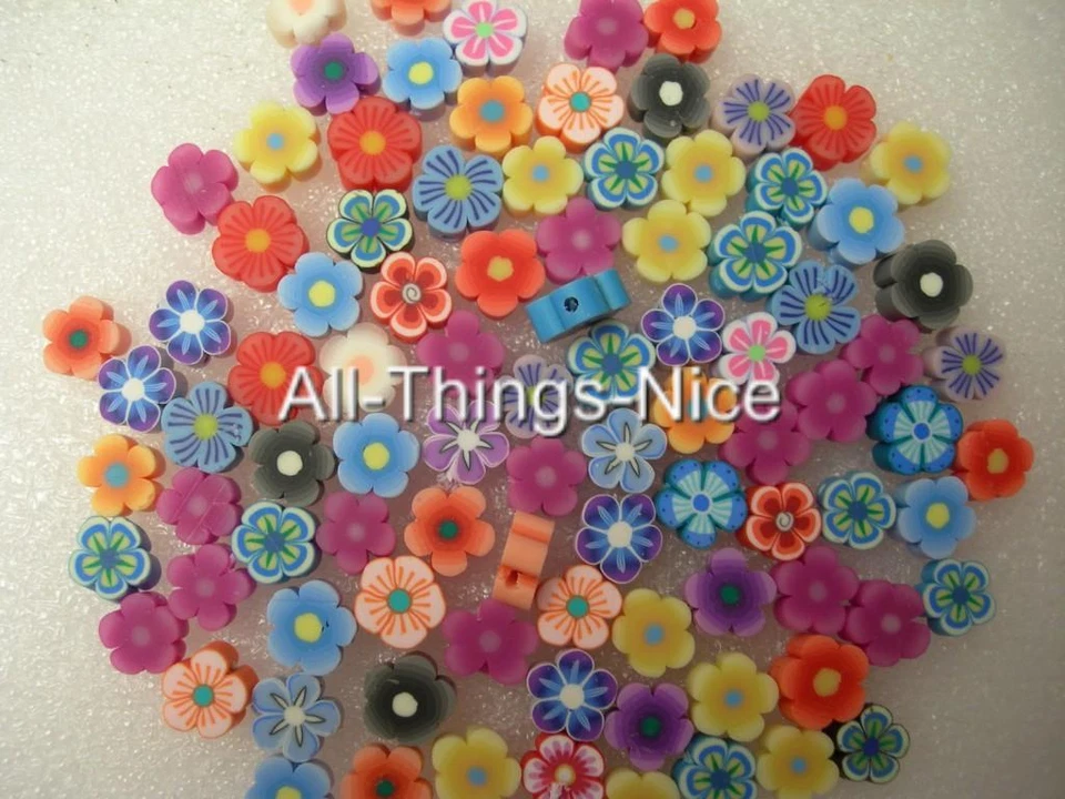 100 cuentas de polímero de arcilla FIMO 8-12 mm FLOR fabricación de joyas arte artesanía hallazgos Foto 1 de 1