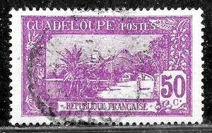 HICK GIRL-USED FRENCH GUADELOUPE STAMP   SC#76  1925  LA SOUFRIERE    L743 - Picture 1 of 2