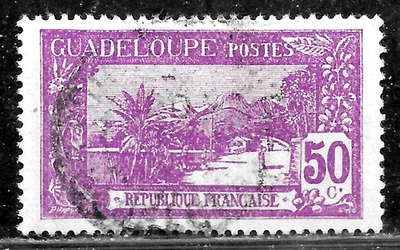 HICK GIRL-USED FRENCH GUADELOUPE STAMP   SC#76  1925  LA SOUFRIERE    L743 - Image 1 of 2