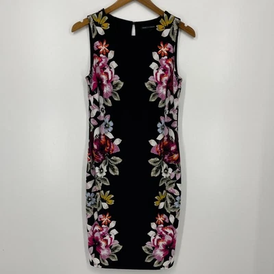 Vestido para mujer White House Black Market Shift S negro sin mangas forrado floral Foto 1 de 4