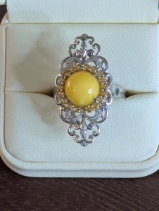 Sterling Silver Baltic Amber Ring - Picture 1 of 10