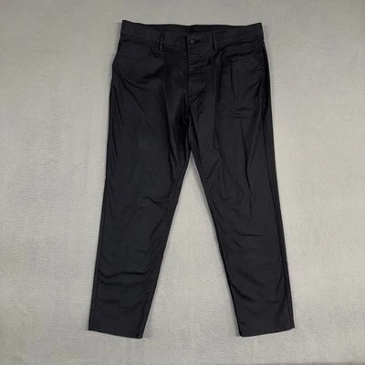 Haggar Pants Mens 34x29 (Fits 35x27) Black H26 Slim Straight Flat Front Cotton - Image 1 of 4