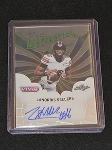 2025 Leaf Vivid Football LaNorris Sellers Pure Imagination Green Auto 4/8 RARE - Picture 1 of 2