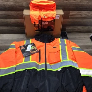 3M Reflective Material Heated Jacket Lg, w/ Battery Pack High Vis-Orange. B3 - Picture 1 of 19
