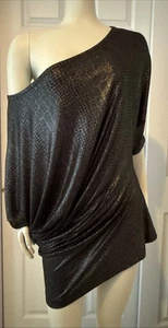 Paris Hilton Metallic / Black Reptile-Pattern Runway Dress Off Shoulder Mini Y2K - Picture 1 of 11