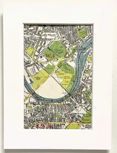 Vintage c. 1950 London Map - Mounted - CHISWICK, BARNES, MORTLAKE 25 - Picture 1 of 1