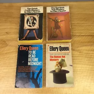 Ellery Queen Vintage Lot of 4 Paperback Books Mystery Crime Noir Pulp GGA - Picture 1 of 14