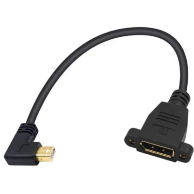 Mini DisplayPort to DisplayPort Panel Mount Cable | Male to Female | Right Angle - Image 1 of 2
