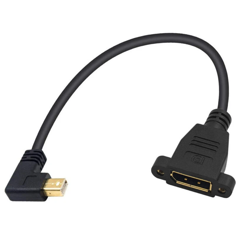 Mini DisplayPort to DisplayPort Panel Mount Cable | Male to Female | Right Angle - Image 1 of 2