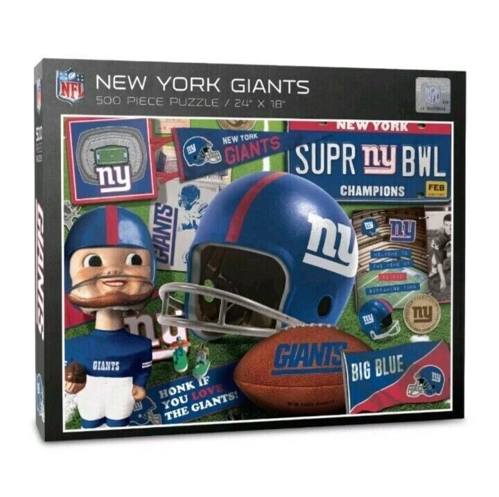 NY Giants 500 Piece Retro Puzzle 24" " NFL Official Sticker Youthefan