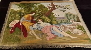 Antiguo paisaje bucólico vintage de seda Petit Point XX925 - Imagen 1 de 10