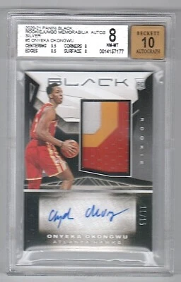 20-21 Panini Black Rookie Jumbo Onyeka Okongwu Rookie Patch Auto #/15 BGS 8 - Image 1 of 2