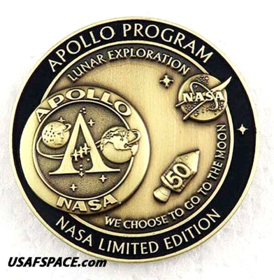 APOLLO PROGRAM - 50th Anniversary - LUNAR FLOWN METAL - NASA MEDALLION - COA - Image 1 of 4