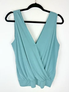 VERONICA M Women's Teal Everyday Surplice V Neck Tank Top With Banded Hem - Picture 1 of 6