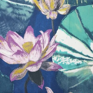 Handmade Decorative Table Runner Blue Green Lily Pond Print 142cm x 32cm - Picture 1 of 13