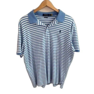 Stripe Polo Ralph Lauren Polo Shirt Blue Pony Classic Fit Men's XL - Picture 1 of 8