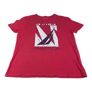 Nautica T Shirt Solid Red Sailing Flags Countries Faded Cotton Men Size Large - Picture 1 of 7