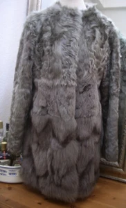 YVES SALOMON Luxus Pelzjacke Fuchs Lammfell Pelz Jacke Mantel grau 40 42 - Bild 1 von 11