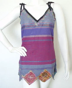 EB61 Bohemian Hippie Women Nepal Ethnic Embroidered Patchwork Top / Blouse - S - Picture 1 of 3