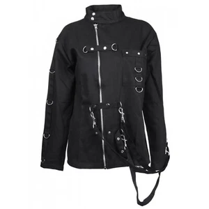 Bondage Zipper Jacket High Neck Steampunk Gothic Cotton Jacket - Picture 1 of 4