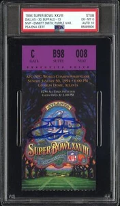 Emmitt Smith signed Super Bowl XXVIII 28 Ticket Stub PSA 6 PSA/DNA auto Grade 10 - Picture 1 of 2