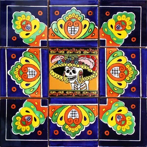 Alba Mexican Tile Set Backsplash Mural - Imagen 1 de 1