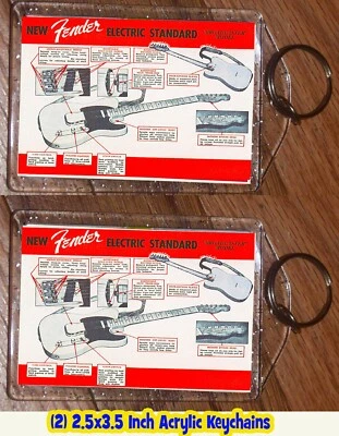 1950 Fender  BROADCASTER - ( 2 ) Acrylic Keychains  Beautiful Repro  - Image 1 of 2