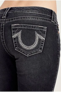 True Religion Women's Bootcut Stud Logo Stretch Jeans in BlackYears Away - Picture 1 of 5