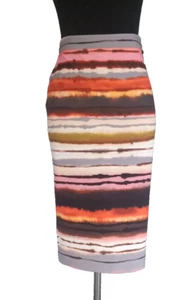 Tommy Hilfiger Skirt 6 Brown Black Yellow Pink Gray Red Green Beige Midi Pencil - Picture 1 of 4