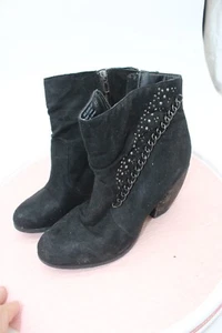 NOT RATED Classy black bootie side zip wedge sz 9.5 bling - Picture 1 of 7