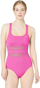 Nike Women's Standard Mesh Solid Edge V-Back One Piece - Pink - NESS9365-672 - Picture 1 of 3