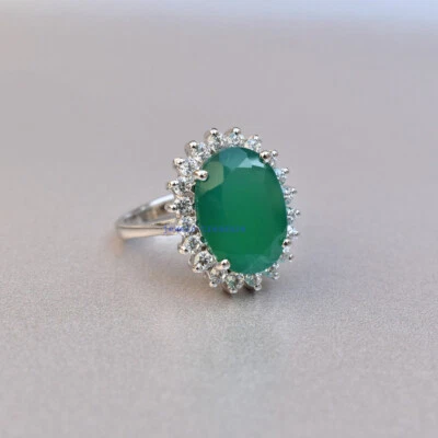 Verde Naturale Onice & Cz Gemme 925 Anello Argento Sterling per Donna Gioielli - Immagine 1 di 3