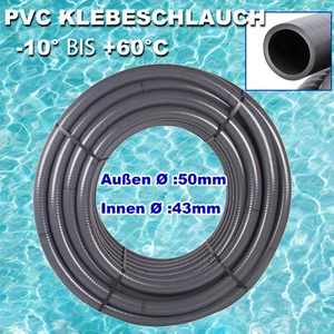 5M-25M PVC Klebeschlauch  Flexschlauch AD 50mm Flexrohr Schwimmbadschlauch Teich - Bild 1 von 26