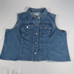 Cato Est 1946 Denim Size 22/24 W  Women's Medium Wash Denim Fringe Vest Jacket - Picture 1 of 7