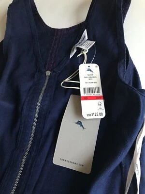 TOMMY BAHAMA PALM-A- DORA SHEATH DRESS Linen Blend Crew Neck Navy Blue Size XS - Image 1 of 4